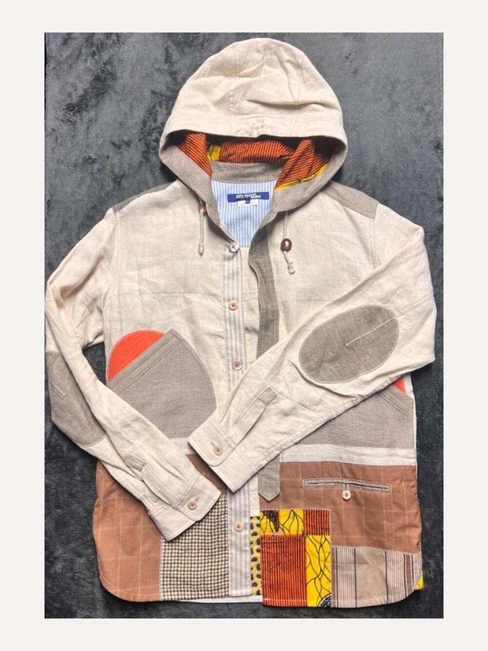 Junya Watanabe Comme des Garcons MAN Patchwork Hooded Shirt Jacket XL